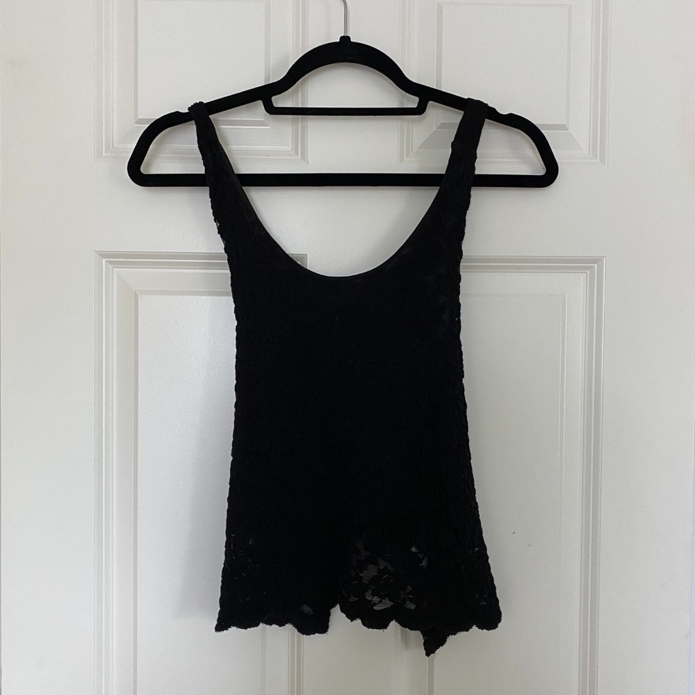 Black Lace Tie Back Tank (NWOT)